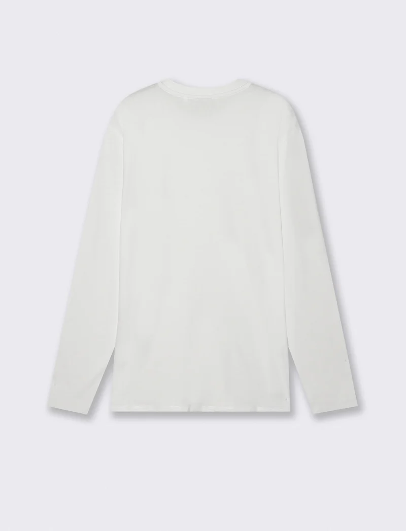 T-shirt manica lunga in cotone regular fit - Bianco