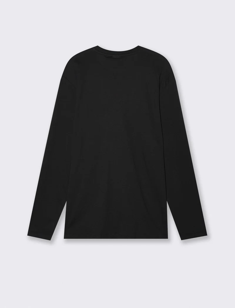 T-shirt manica lunga in cotone regular fit - Nero