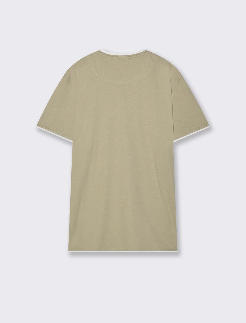 T-shirt melange con tasca e dettagli bianchi - Grigio stone