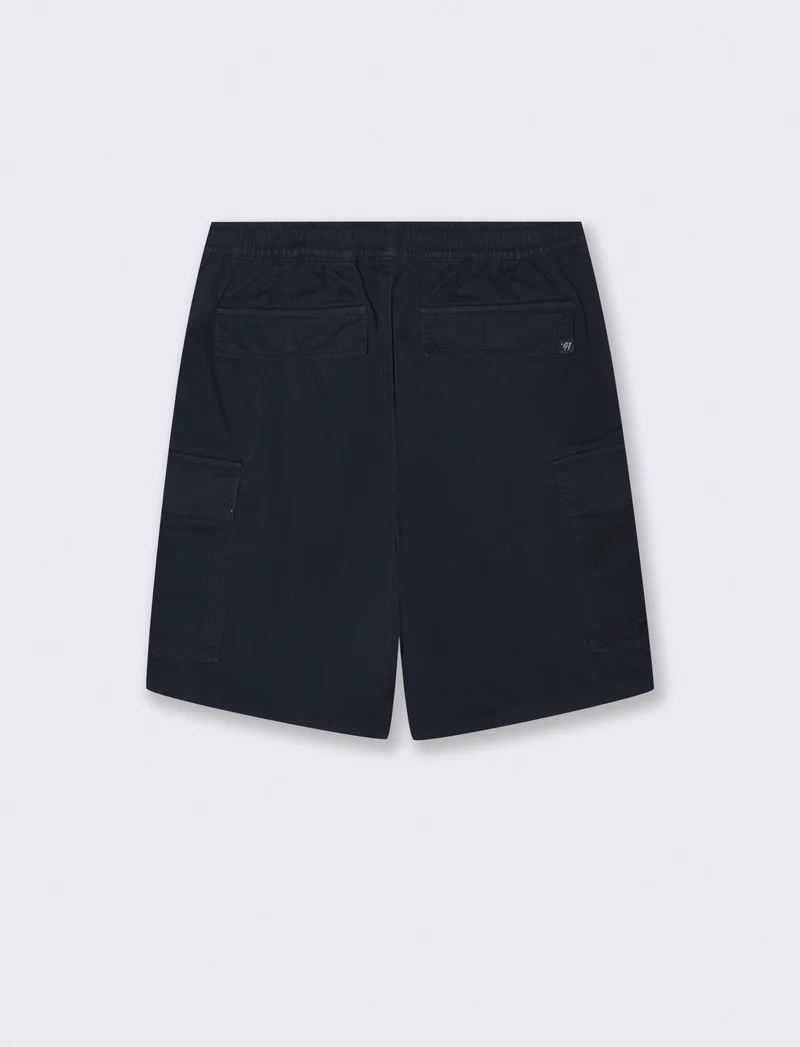 Bermuda cargo in twill con tasche patta - Blu
