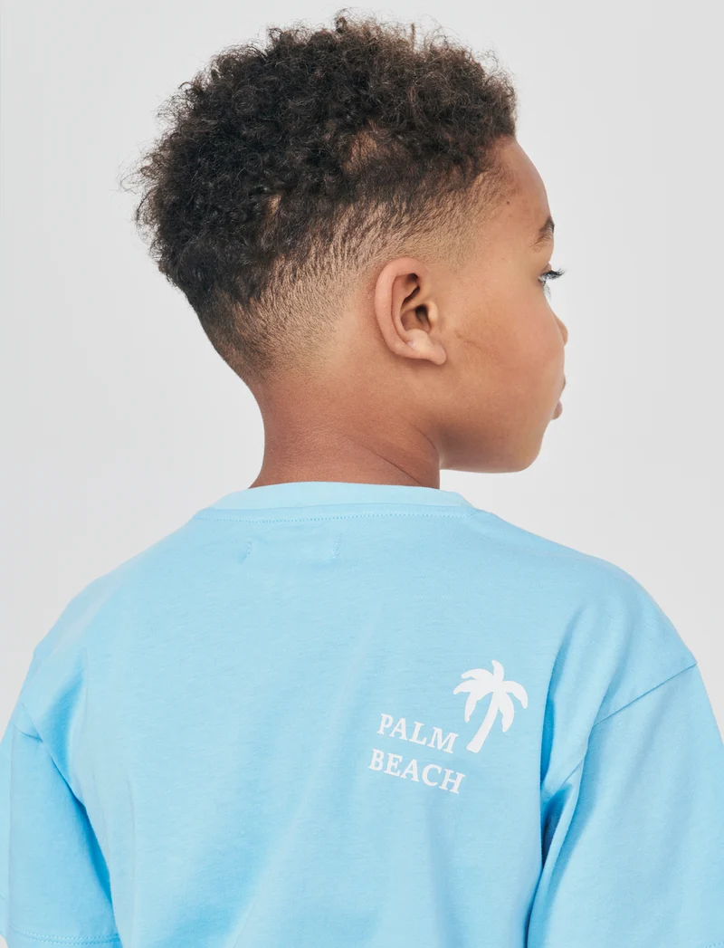 T-SHIRT JOGGING con Stampa e Ricamo - Azzurro