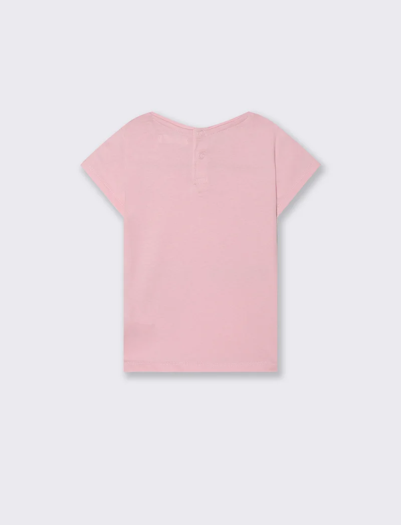T-shirt romantica girocollo manica corta - Rosa