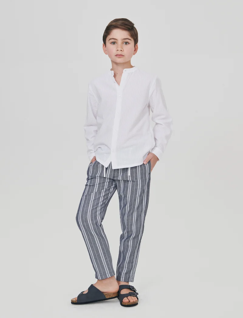 Camicia in cotone goffrato elegante e casual - Bianco