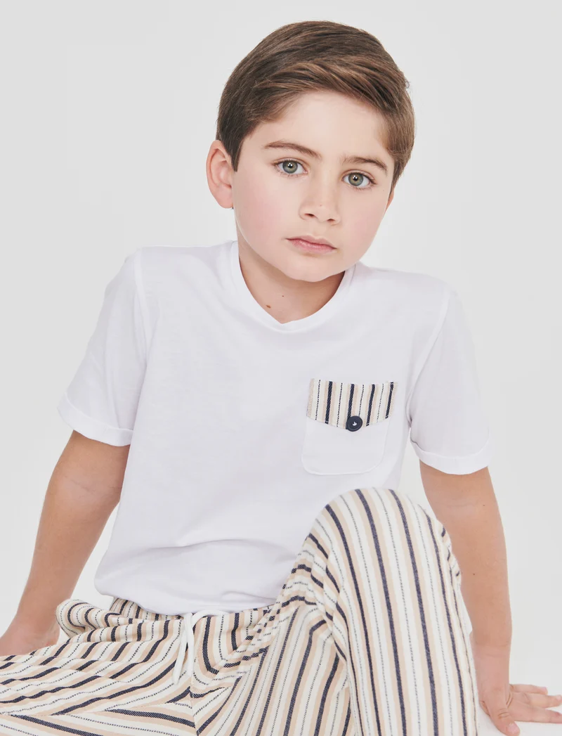 T-Shirt con Taschino - Bianco