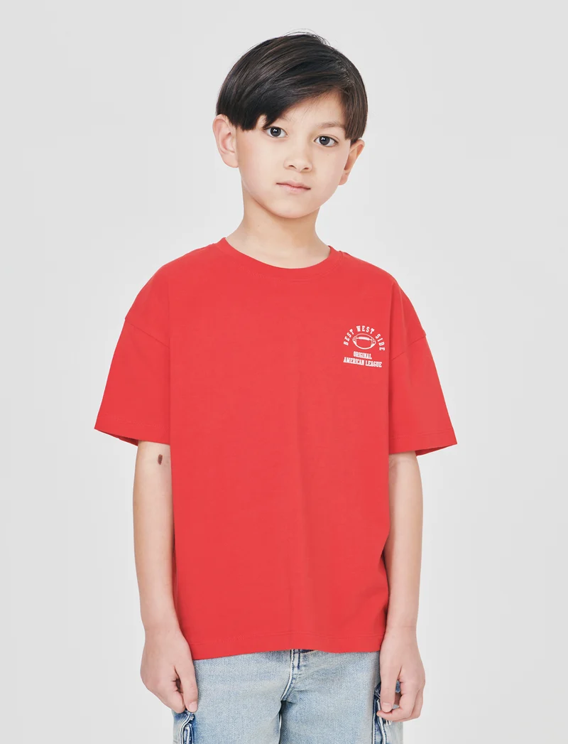 T-shirt loose mezza manica estiva - Rosso