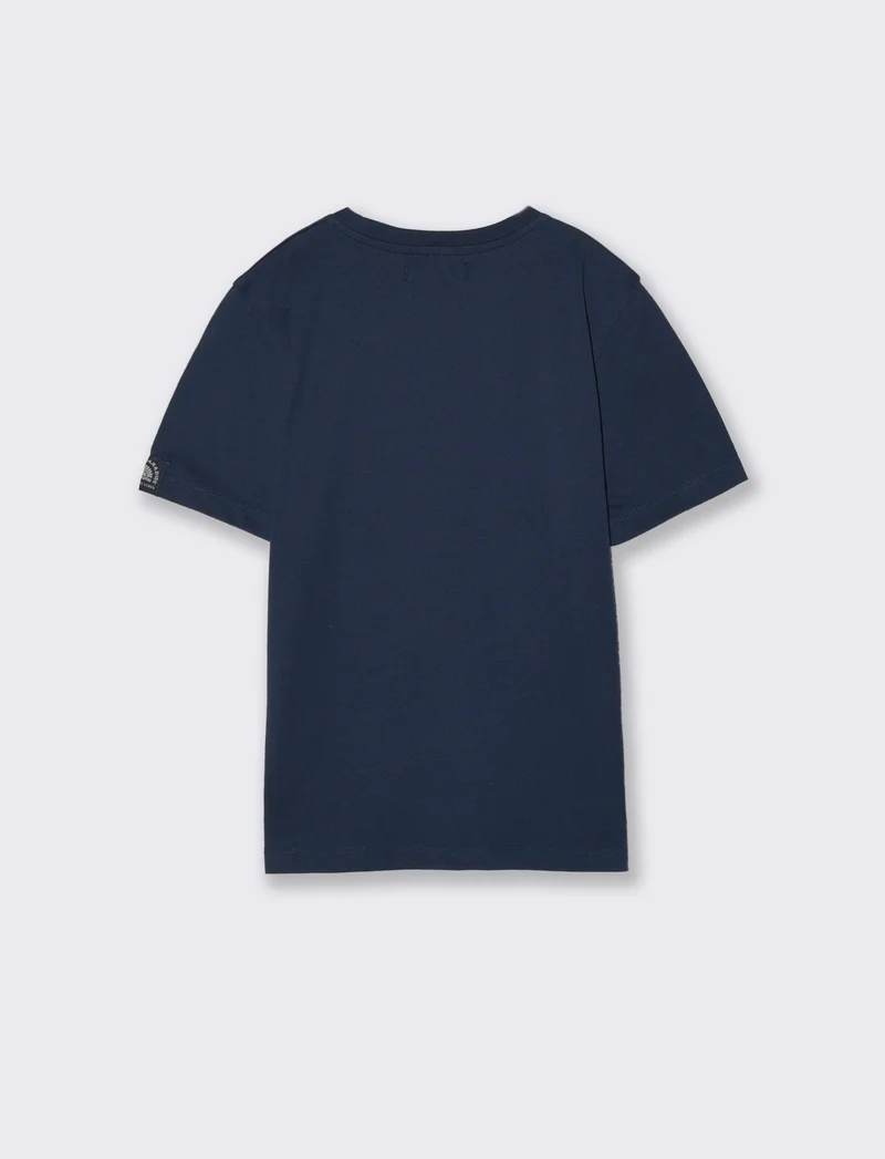 T-shirt mezza manica in cotone tinta unita - Blu