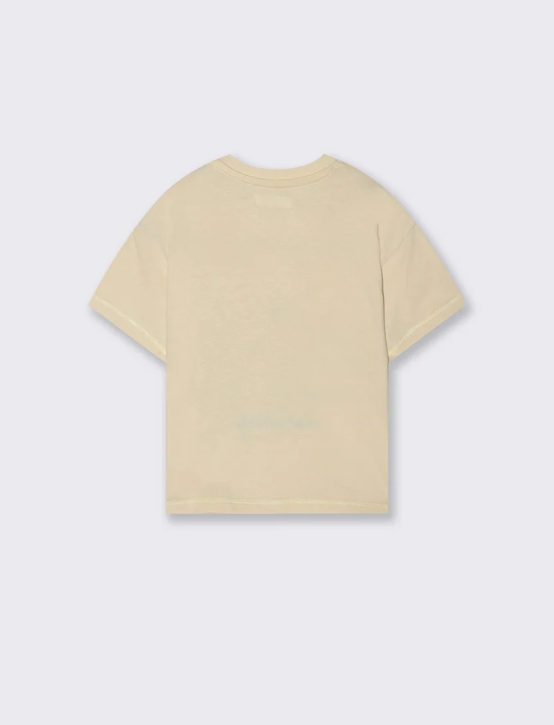 Maglietta girocollo con stampa e flock - Beige