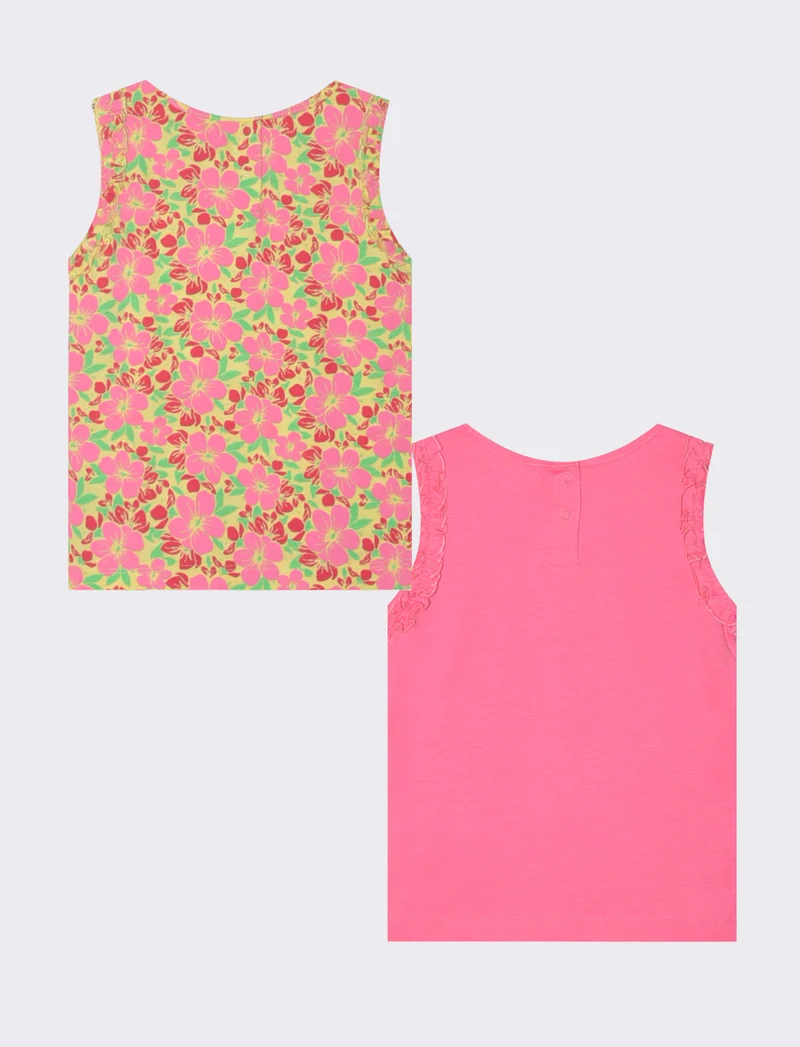 Canotte bipack con rouche e stampe - Rosa