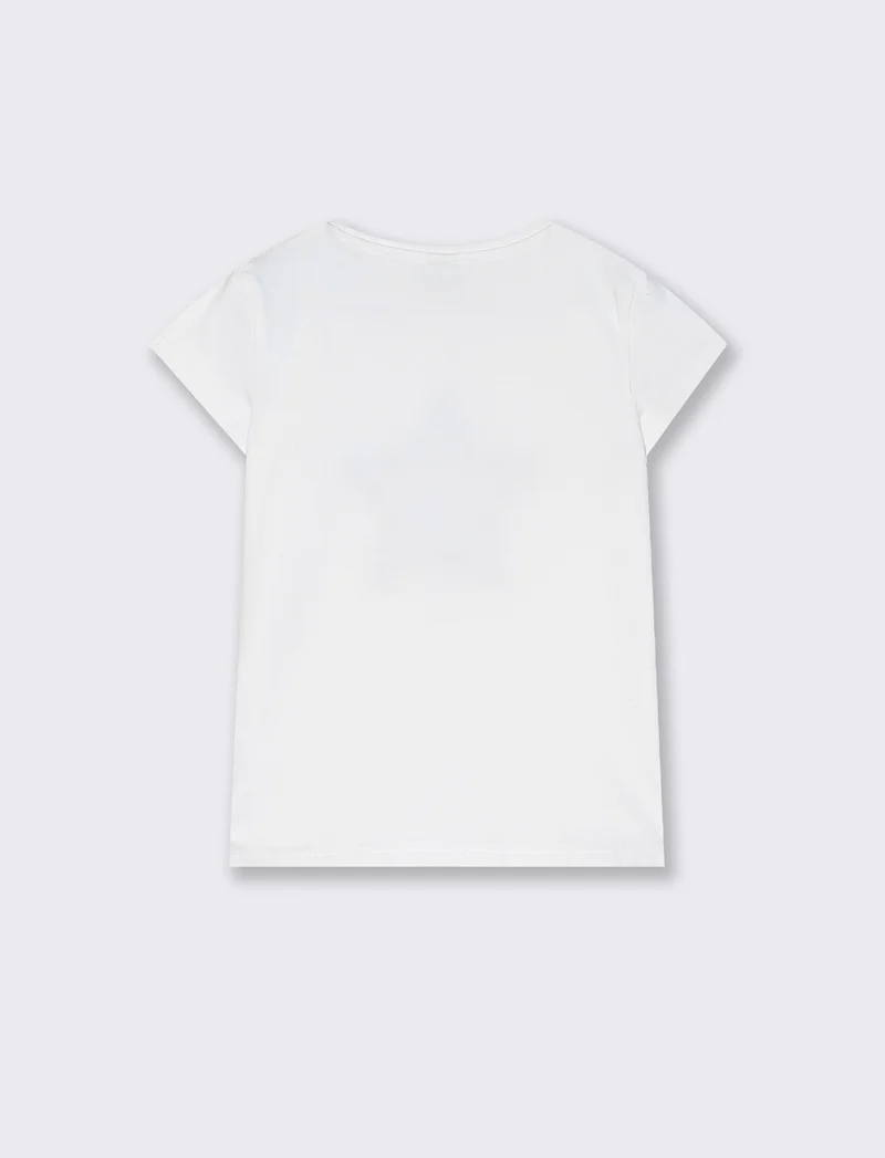 T-shirt fluo con frange colorate - Bianco latte