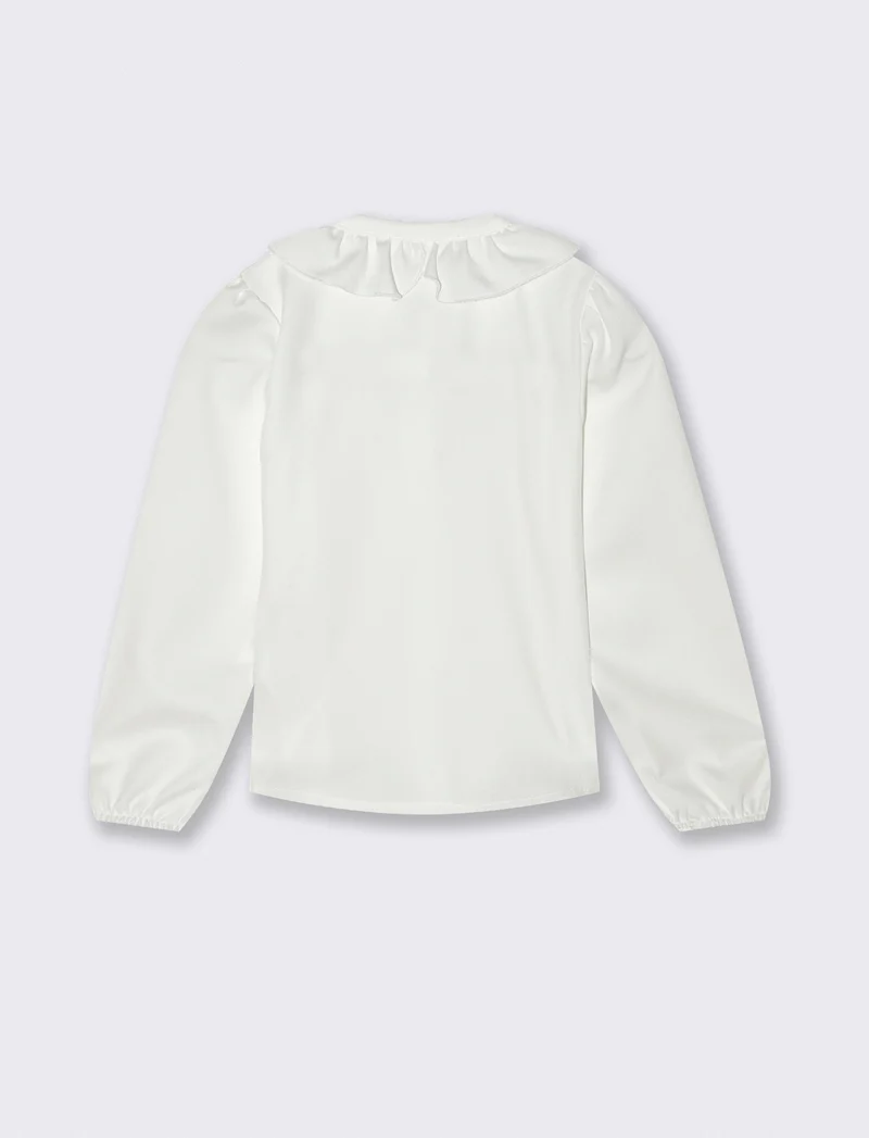 Camicia con rouche e fiocco - Bianco