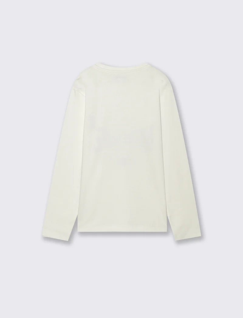 T-SHIRT IN JERSEY CON STAMPA - Bianco latte