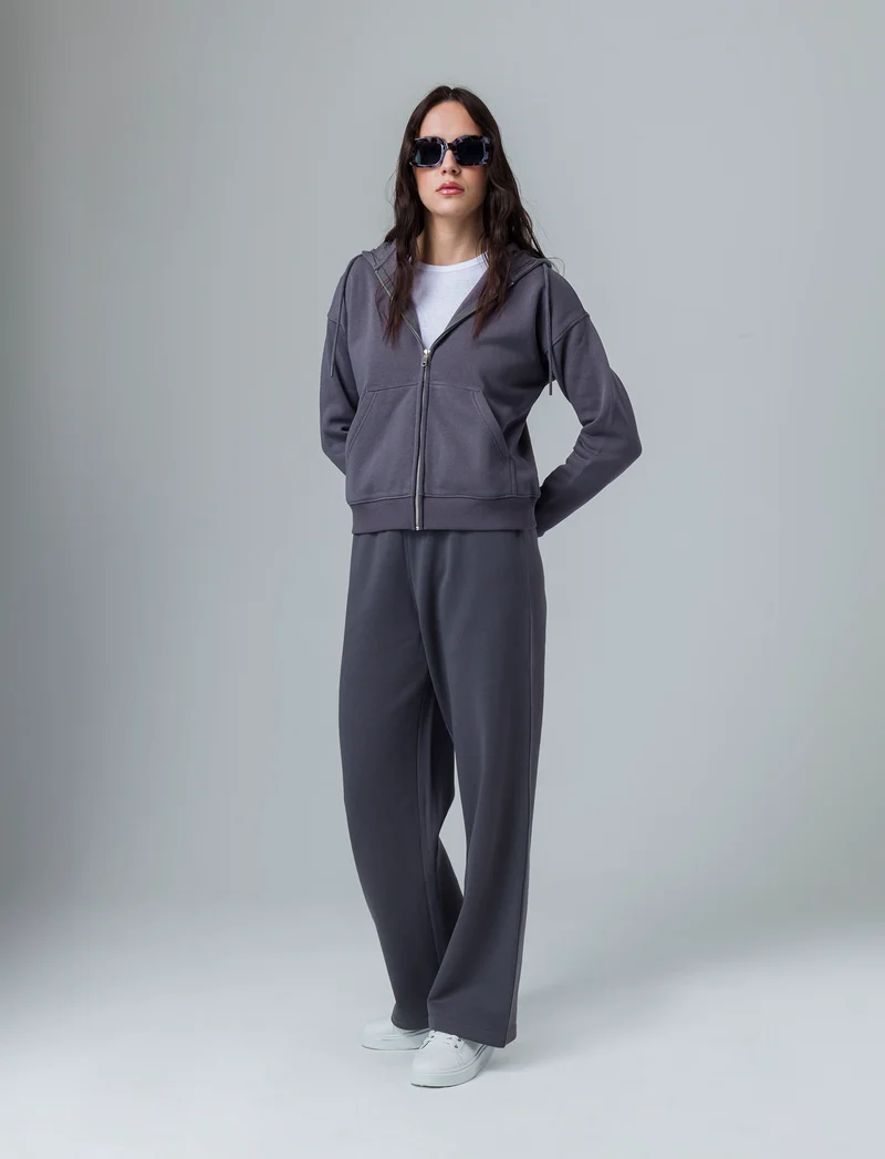 Jogger basico flare da donna - Grigio piombo