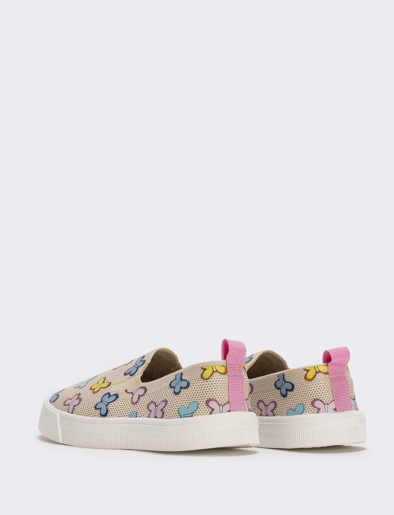 Slip-on beige con farfalle multicolore - Beige