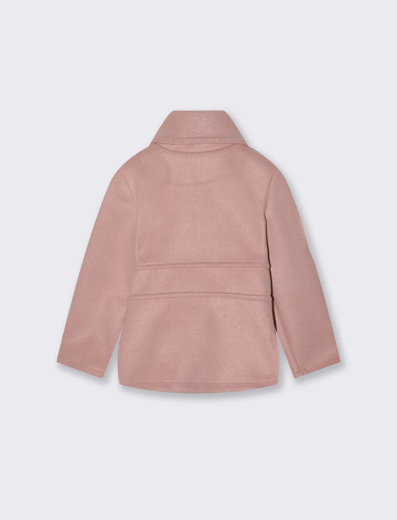 Cappotto in panno con fiocchi decorativi. - Rosa