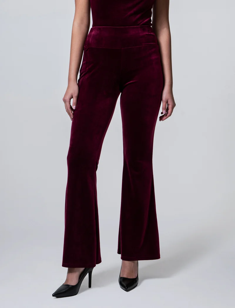 Pantalone zampa in ciniglia - Bordeaux