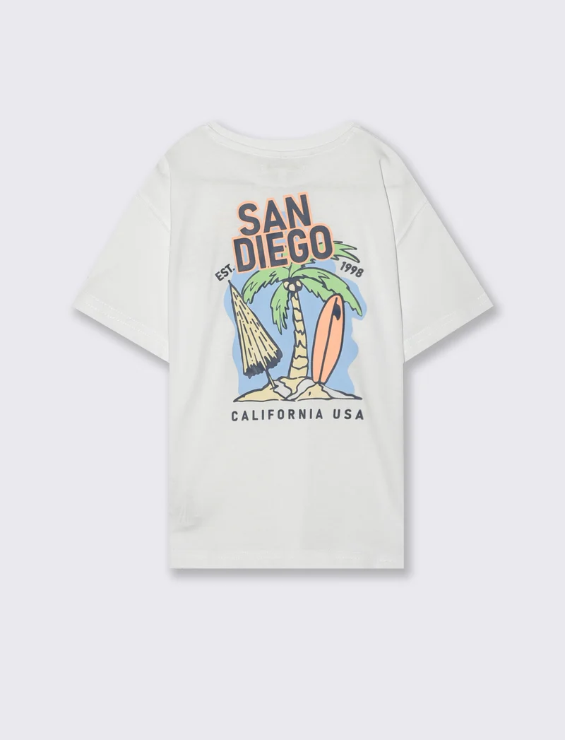 T-Shirt Casual con Stampa Posterior? - Bianco