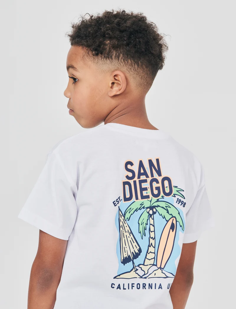 T-Shirt Casual con Stampa Posterior? - Bianco