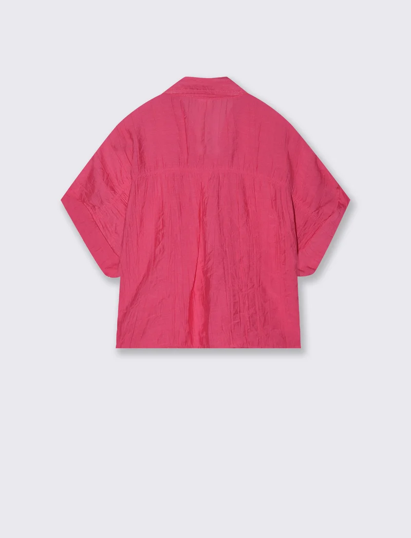Camicia over annodata in tessuto goffrato - Fuxia