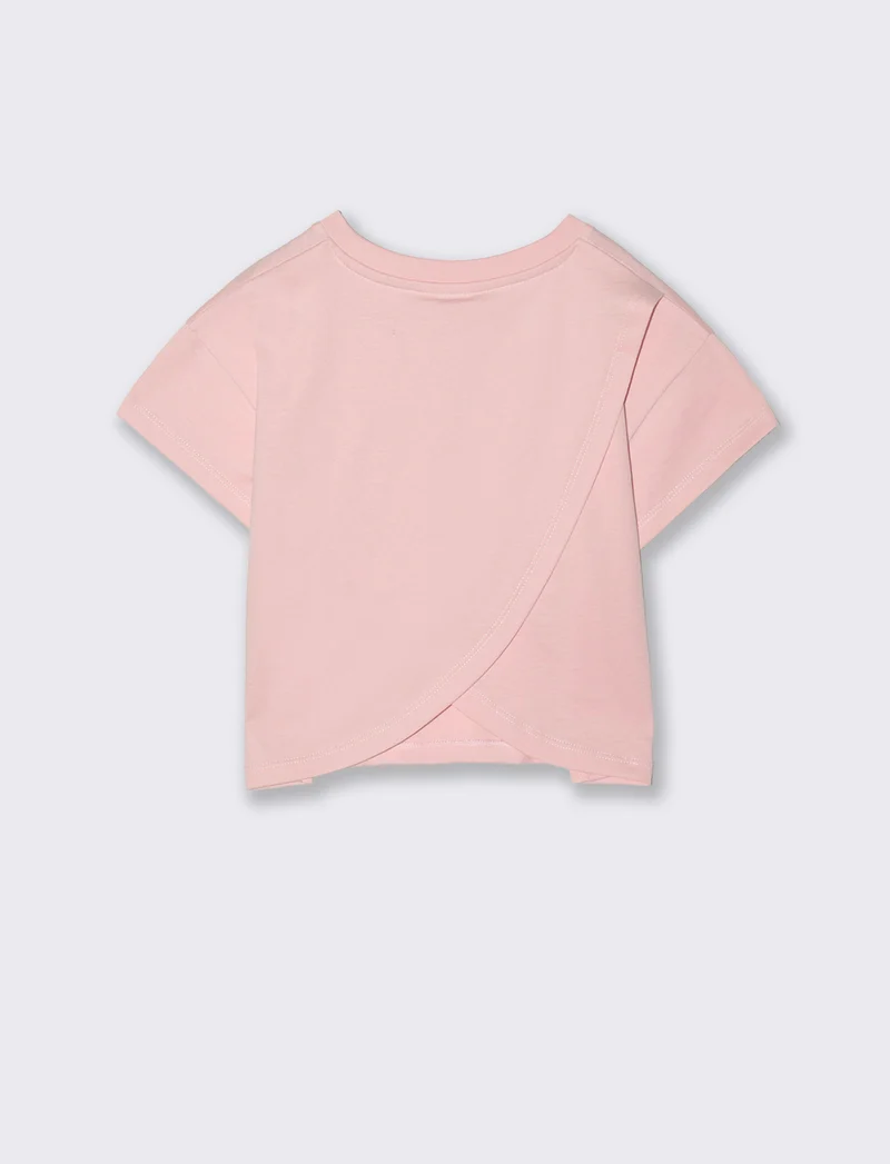 T-shirt Over in Cotone con Ricamo Crochet - Rosa