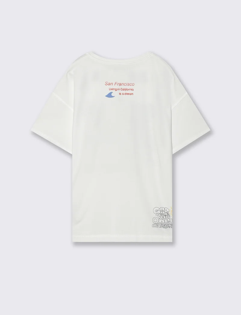 T-shirt loose mezza manica estiva - Bianco
