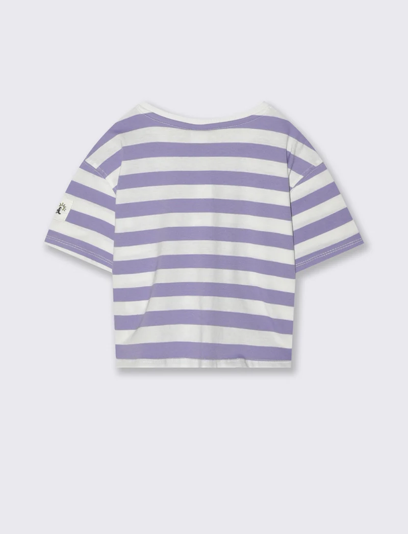 T-shirt in cotone con nodo per bambina - Lilla