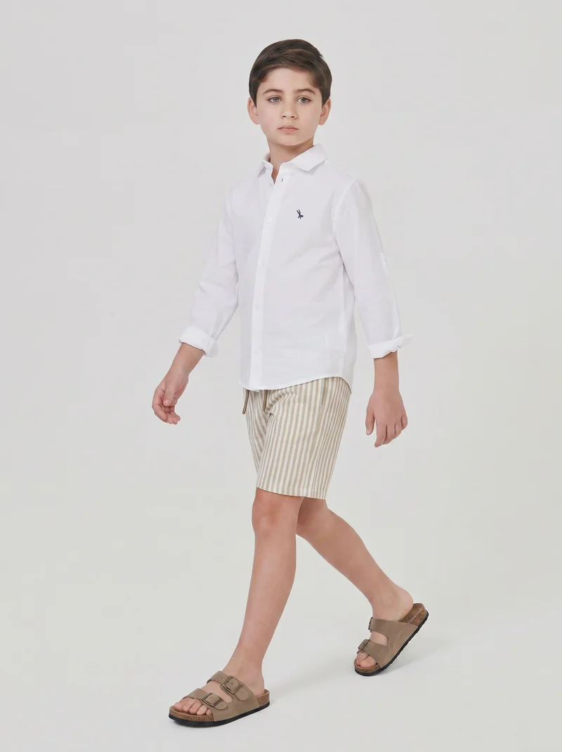 Bermuda in misto lino a righe casual - Righe