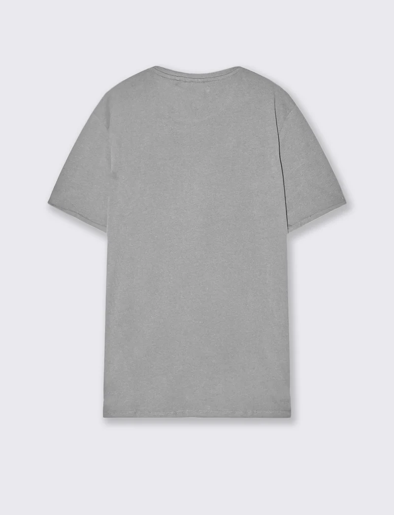 T-shirt basic con tasca e maniche corte - Grigio