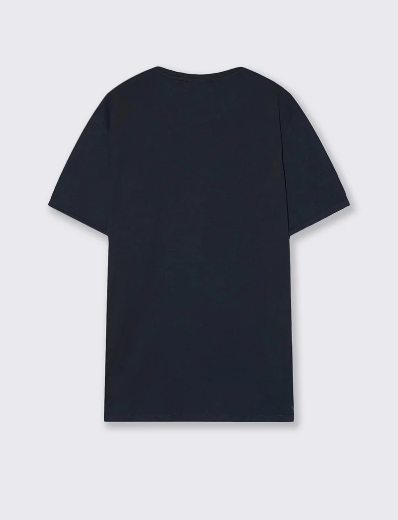 T-shirt basic con tasca e maniche corte - Blu