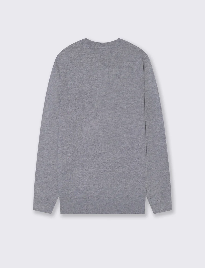 MAGLIA BASIC IN FILATO EFFETTO LANA - Grigio fango