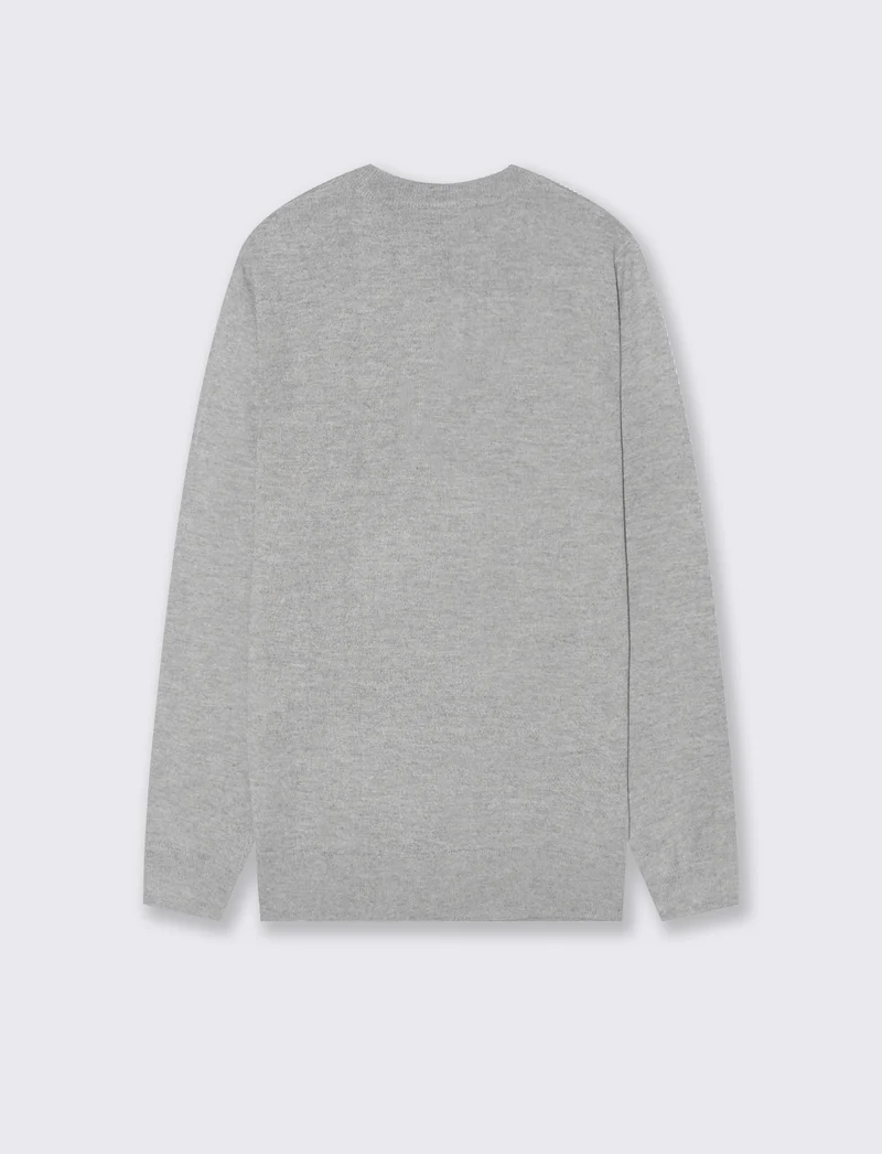 MAGLIA BASIC IN FILATO EFFETTO LANA - Grigio mel.