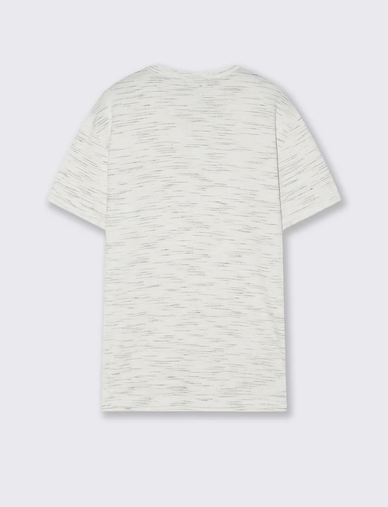 T-shirt serafino slub con bottoni legno - Bianco