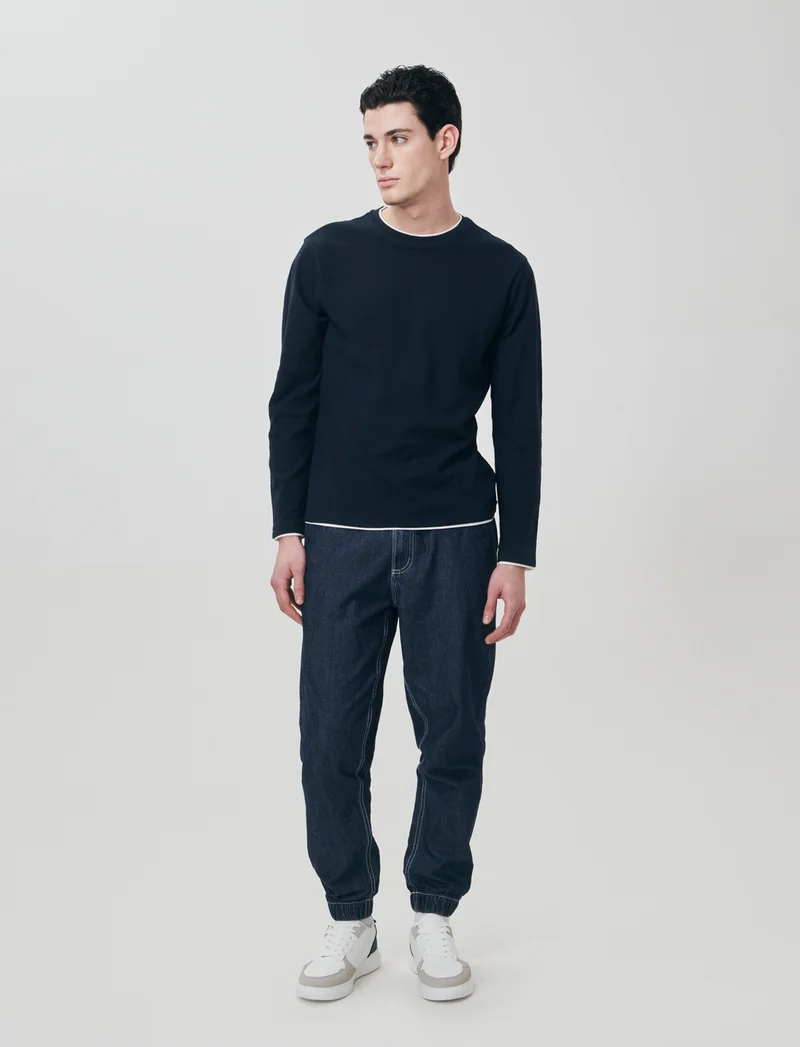 Jeans Chino Jogger Leggero e Slavato - DENIM SCURO