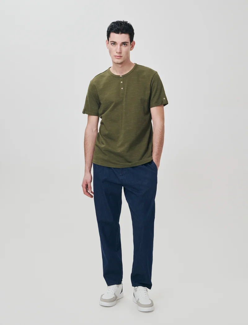 Jeans Chino Jogger Blu Scuro Effetto Slavato - Denim
