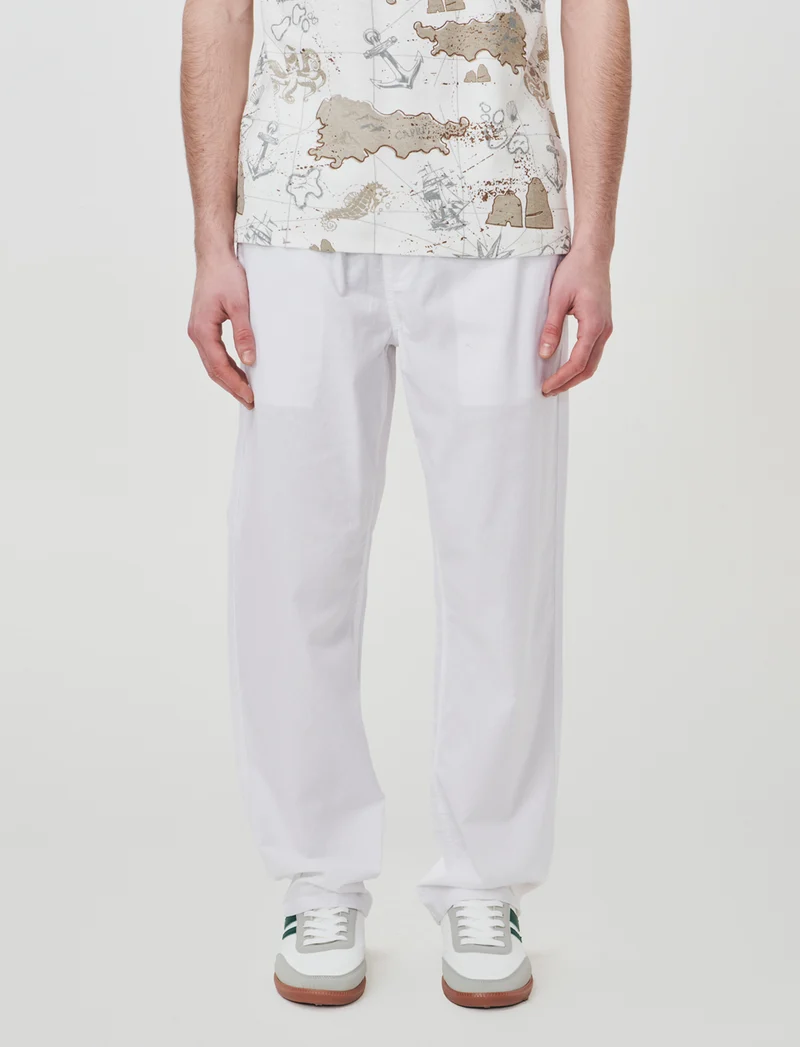 Pantaloni jogger in cotone con tasche - Bianco