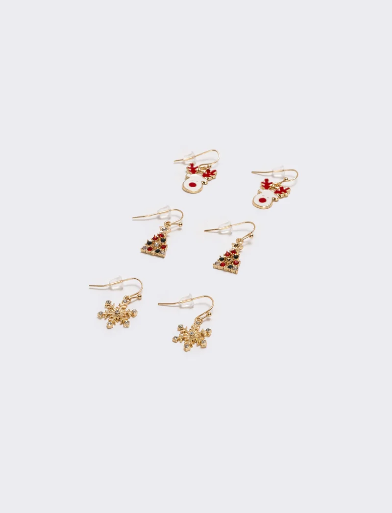 Orecchini donna card 3 paia natale - Multicolore