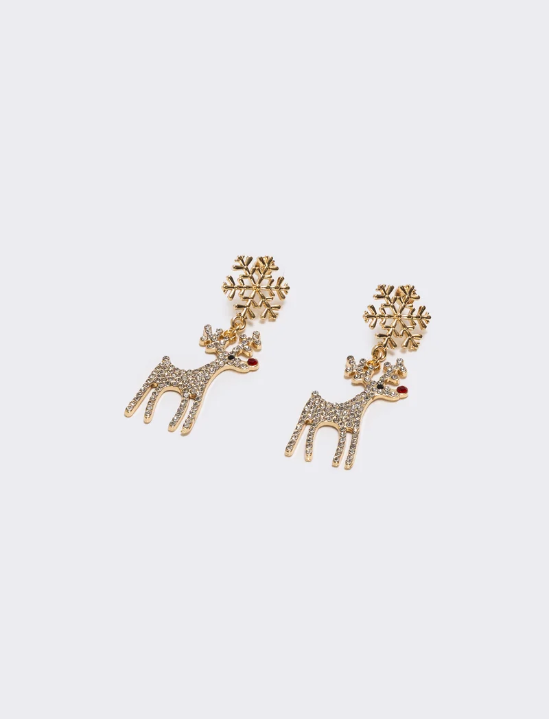 Orecchini donna natale renna ed albero - Oro