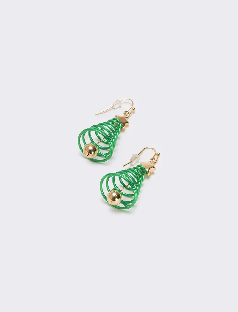Orecchini donna albero natale spirale - Verde