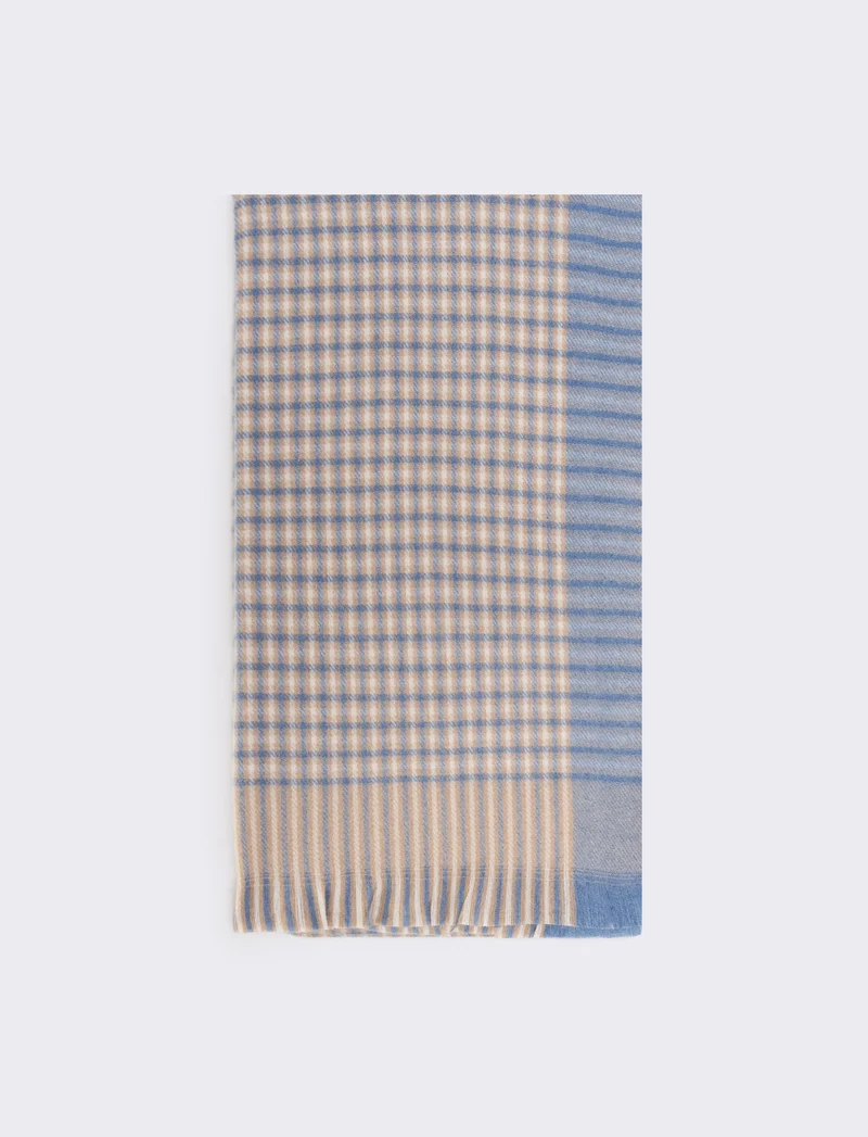 Sciarpa uomo quadri 180x70 - Bianco panna