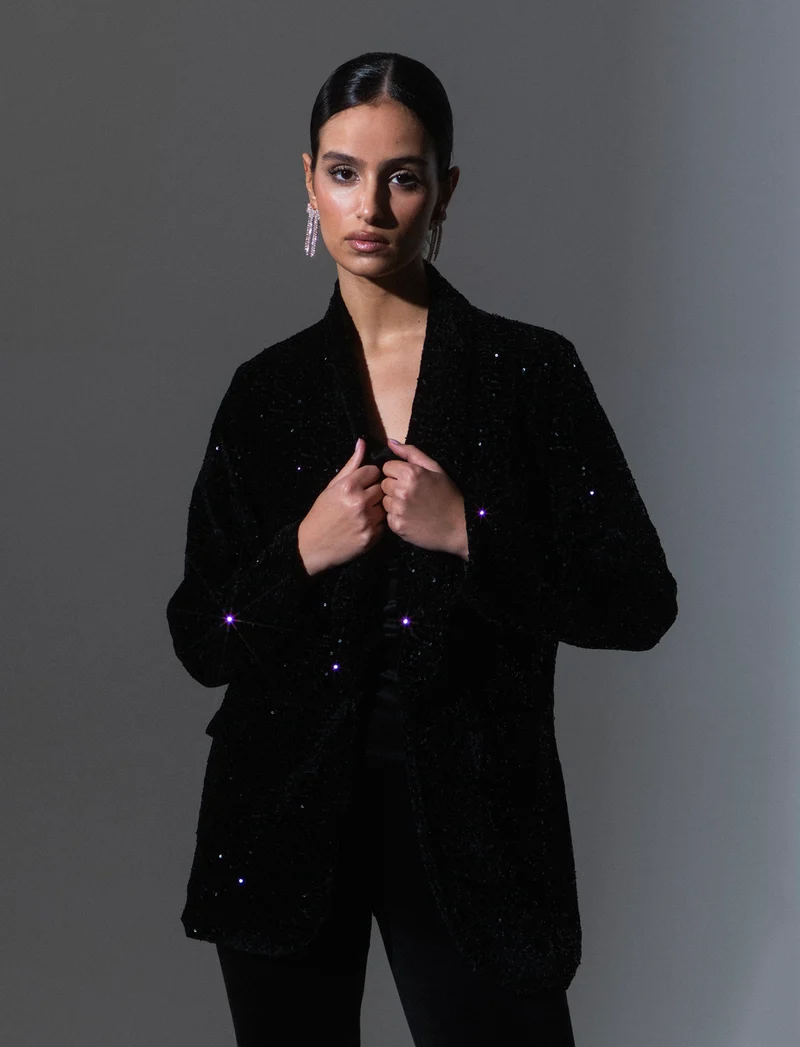 Giacca in paillettes - Nero