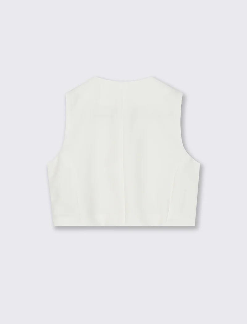 Gilet elegante con bottoni gioiello - Bianco latte