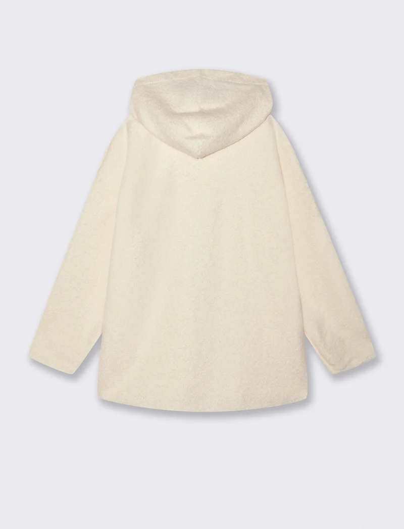 Cappotto con zip oversize - Bianco panna