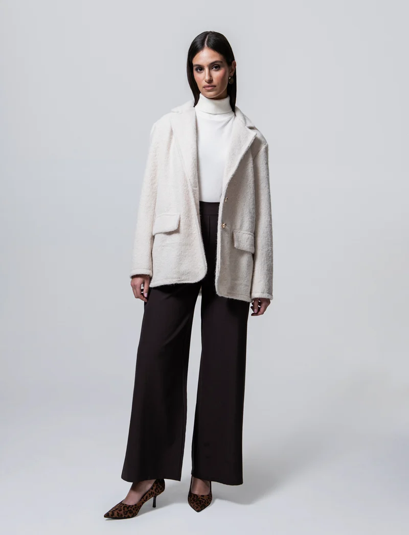 Pantalone palazzo con pinces - Moro