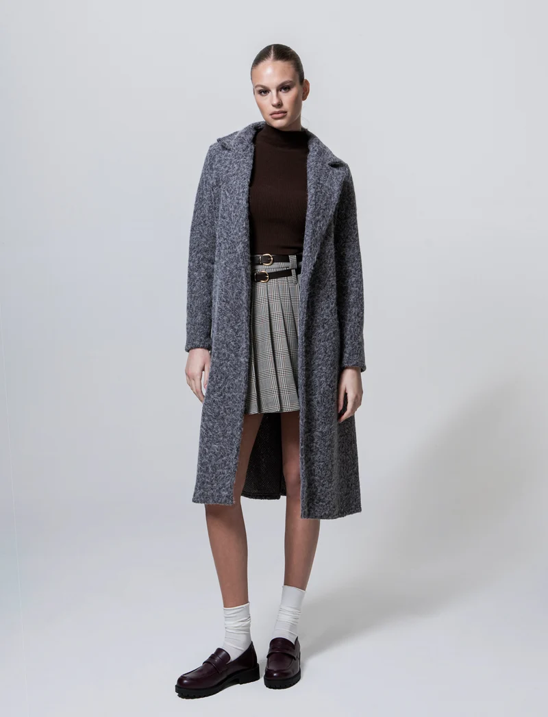 Cappotto in tessuto effetto pelliccia - Grigio