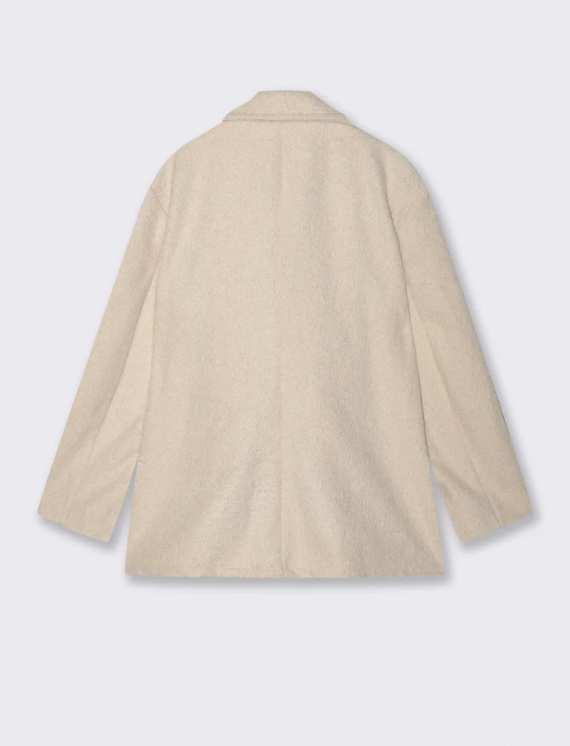 Giacca con doppio bottone effetto pelliccia - Beige