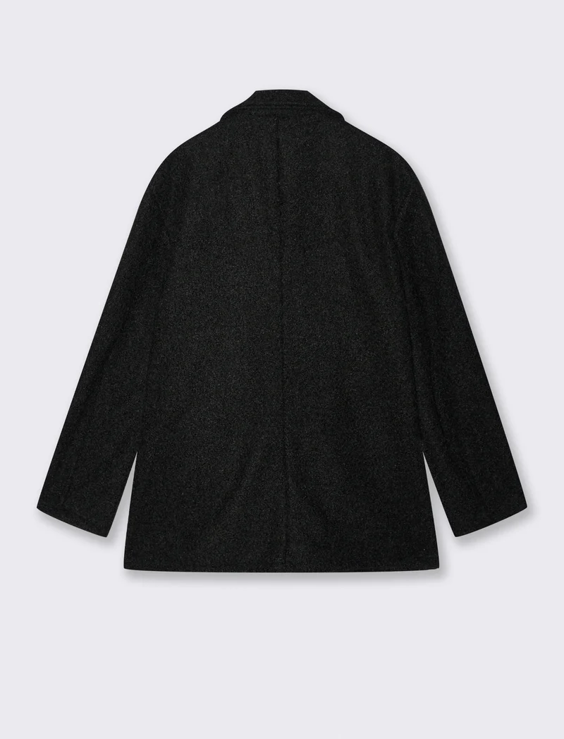 Giacca con doppio bottone effetto pelliccia - Nero