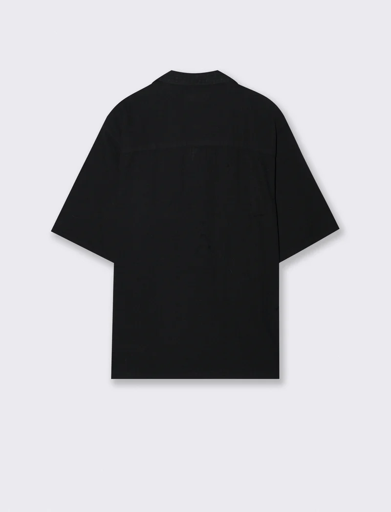 Camicia boxy fit a quadri in cotone - Nero