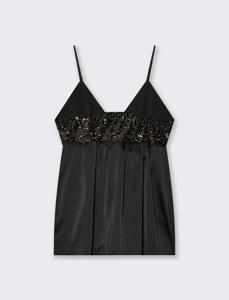 Top in paillettes e georgette - Oro