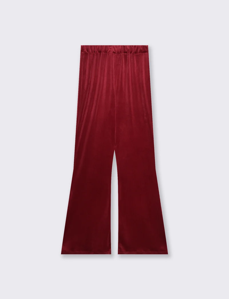 Pantalone in ciniglia con elastico in vita - Bordeaux