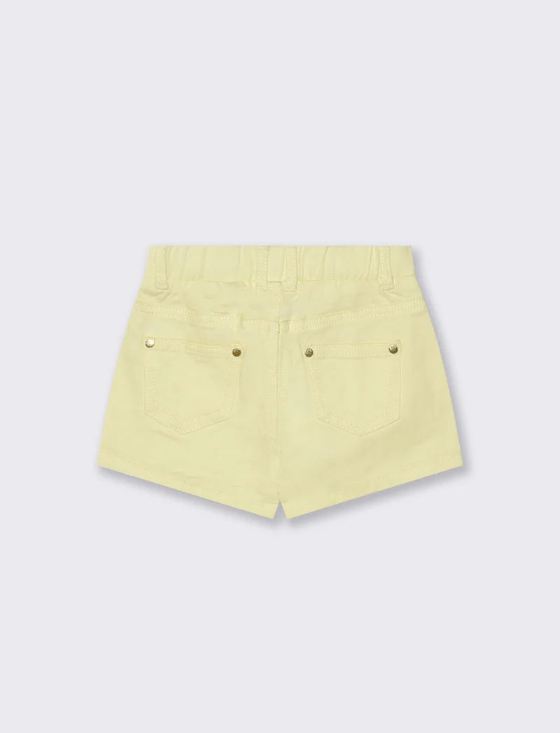 Shorts in twill con tasche e vita regolabile - Giallo