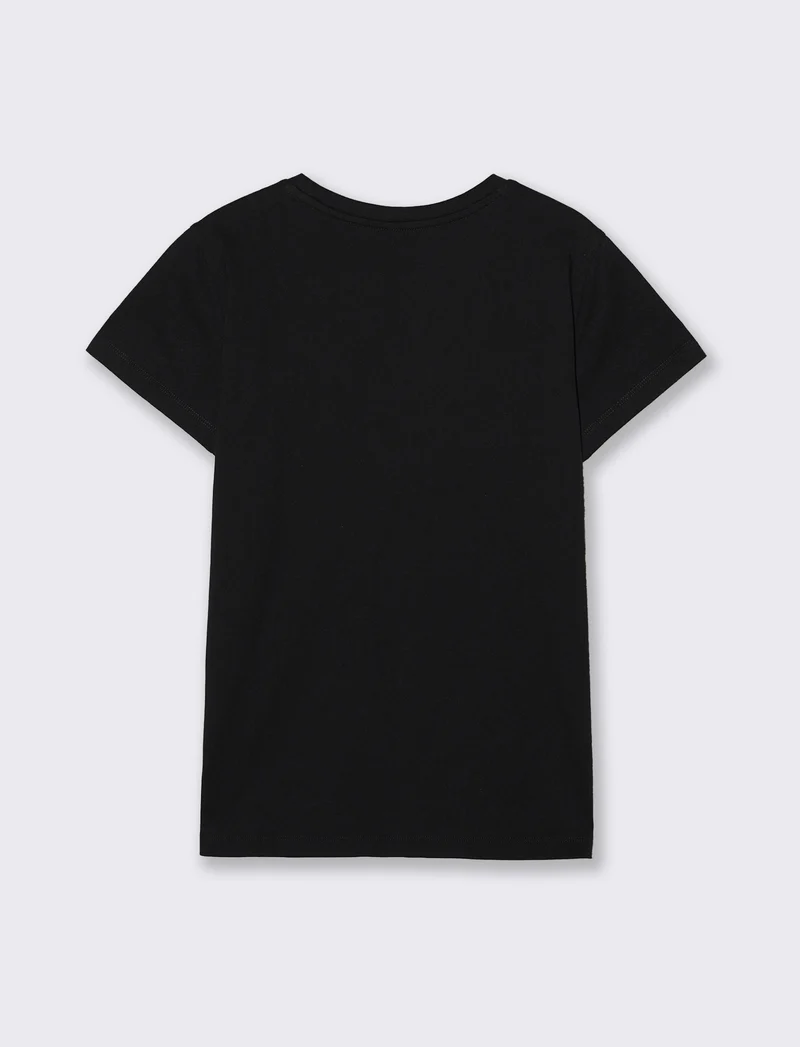 T-Shirt Manica Corta con Stampa - Nero